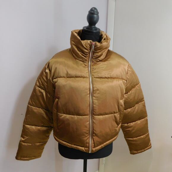 7 For all Mankind Women's Jacket NWT Bronze Short Puffer Jacket Large - Picture 1 of 9